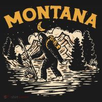 Montana Hiking Bigfoot Nighttime Stroll Mountains & Stars Pom Pom 12in Knit Beanie thumb 2