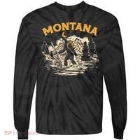 Montana Hiking Bigfoot Nighttime Stroll Mountains & Stars Tie-Dye Long Sleeve Shirt thumb 0