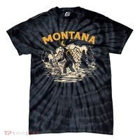 Montana Hiking Bigfoot Nighttime Stroll Mountains & Stars Tie-Dye T-Shirt thumb 0