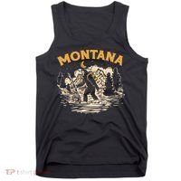 Montana Hiking Bigfoot Nighttime Stroll Mountains & Stars Tank Top thumb 0