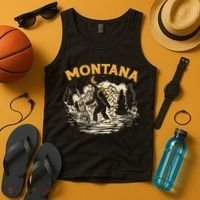 Montana Hiking Bigfoot Nighttime Stroll Mountains & Stars Tank Top thumb 4