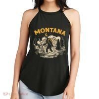 Montana Hiking Bigfoot Nighttime Stroll Mountains & Stars Women's Perfect Tri Rocker Tank thumb 2