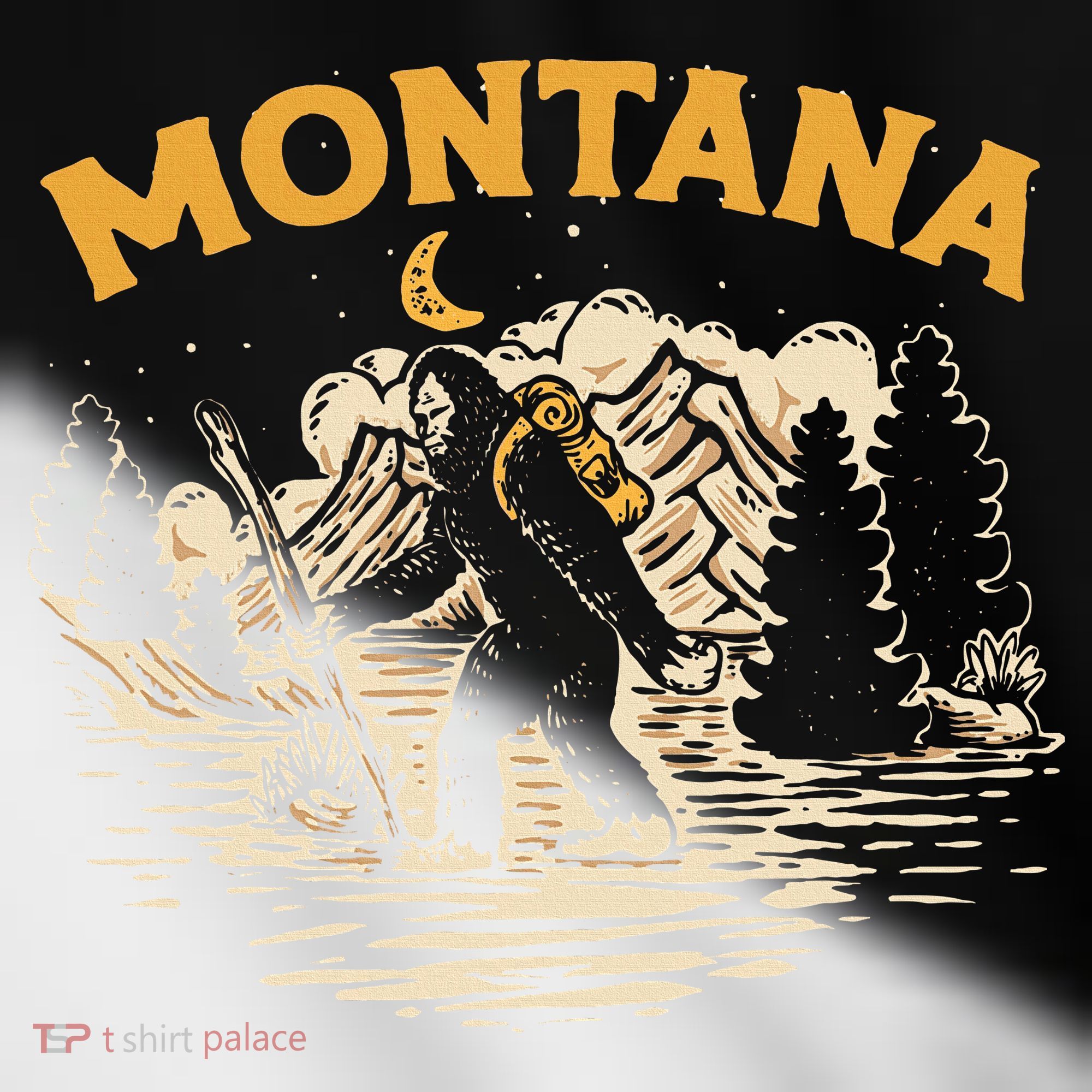 Montana Hiking Bigfoot Nighttime Stroll Mountains & Stars Toddler Fine Jersey T-Shirt