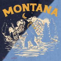 Montana Hiking Bigfoot Nighttime Stroll Mountains & Stars Raglan Baseball Sleeve Shirt thumb 2