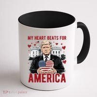 My Heart Beats For America Trump Valentines Day Coffee Mug thumb 1
