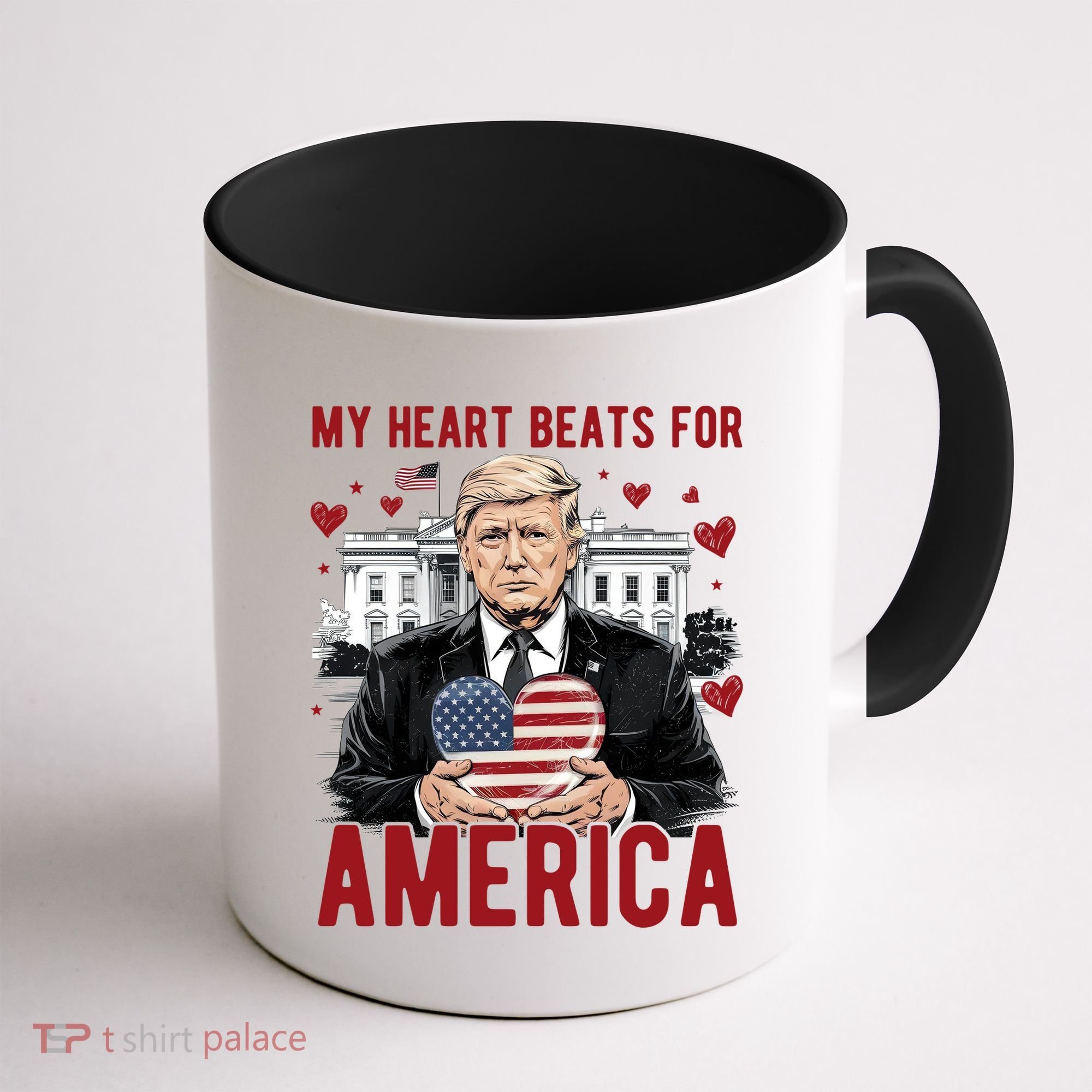 My Heart Beats For America Trump Valentines Day Coffee Mug
