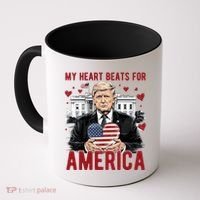 My Heart Beats For America Trump Valentines Day Coffee Mug thumb 0