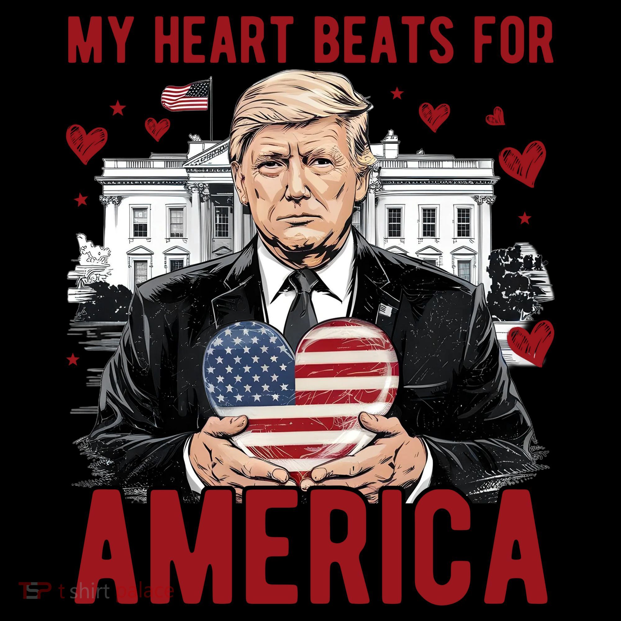 My Heart Beats For America Trump Valentines Day Coffee Mug