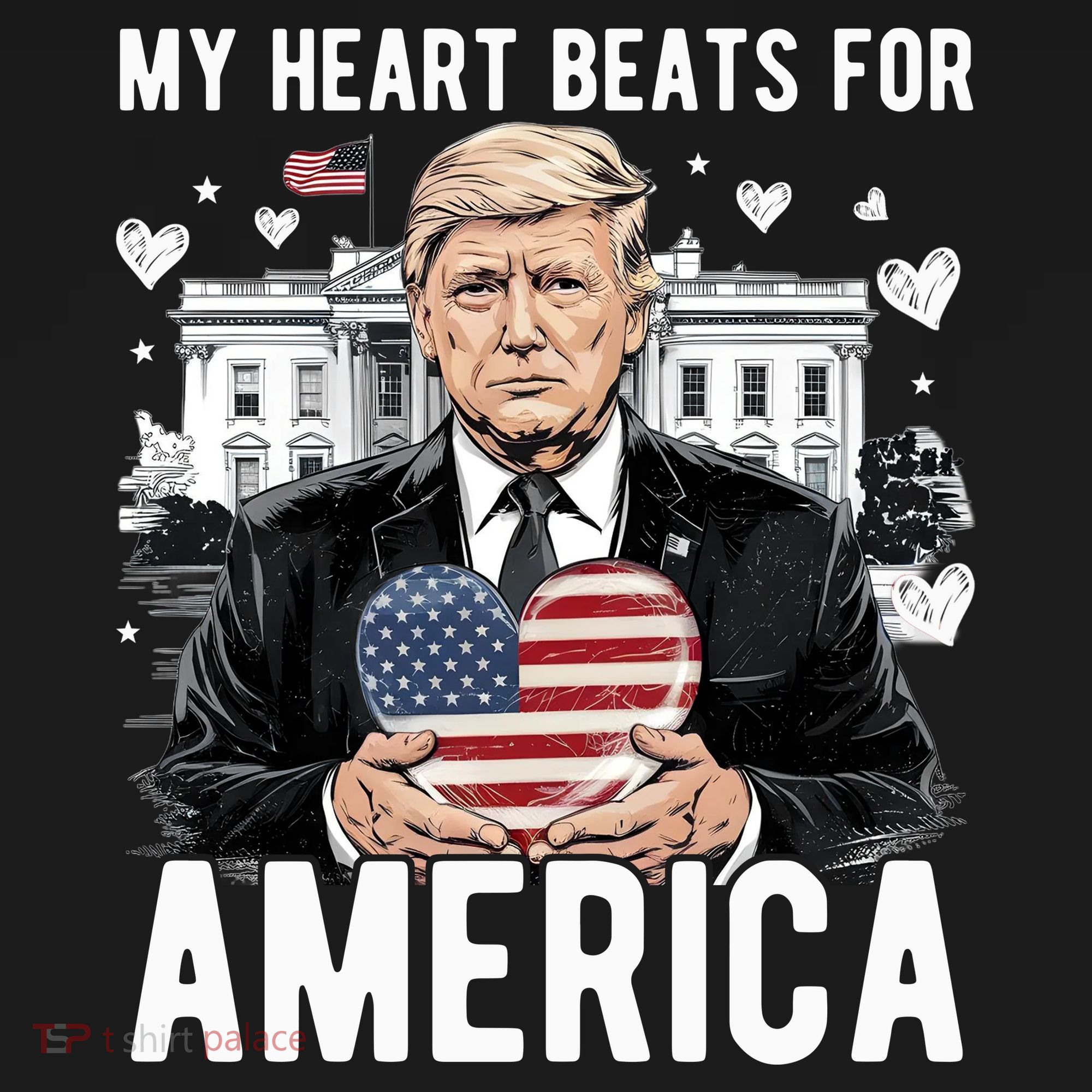My Heart Beats For America Trump Valentines Day Women's Hoodie