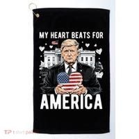 My Heart Beats For America Trump Valentines Day Golf Towel thumb 0