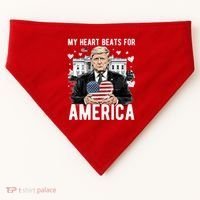 My Heart Beats For America Trump Valentines Day USA-Made Doggie Bandana thumb 0