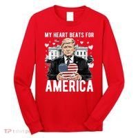 My Heart Beats For America Trump Valentines Day Long Sleeve Shirt thumb 0