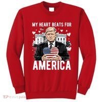My Heart Beats For America Trump Valentines Day Sweatshirt thumb 0
