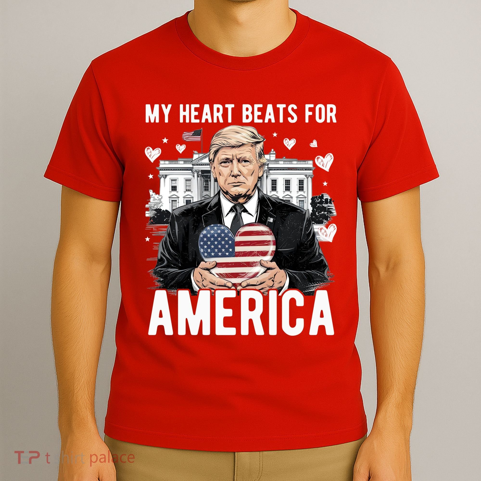 My Heart Beats For America Trump Valentines Day T-Shirt