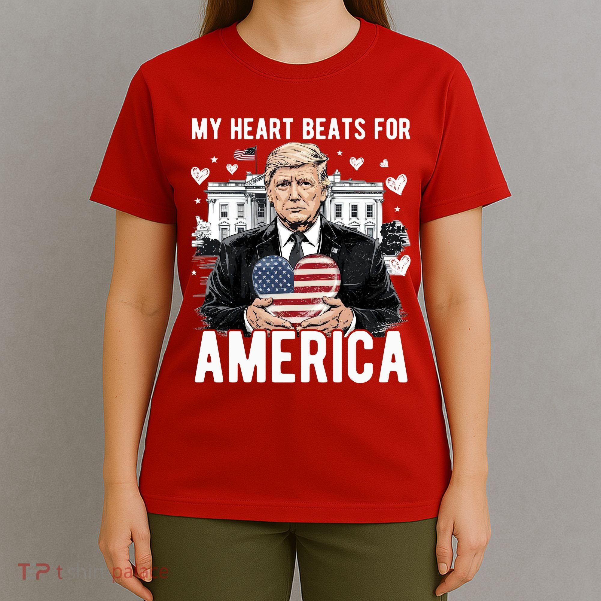 My Heart Beats For America Trump Valentines Day T-Shirt