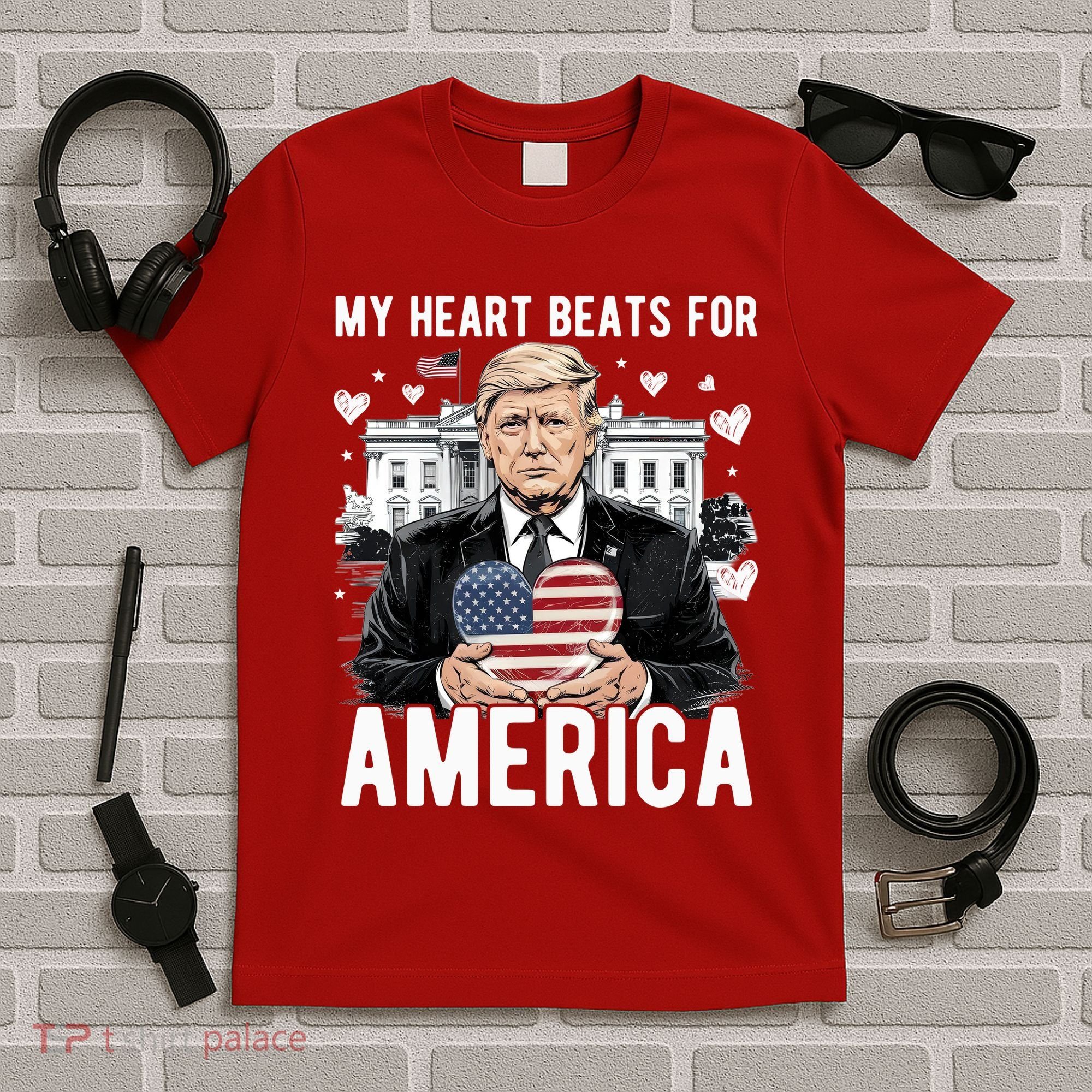 My Heart Beats For America Trump Valentines Day T-Shirt