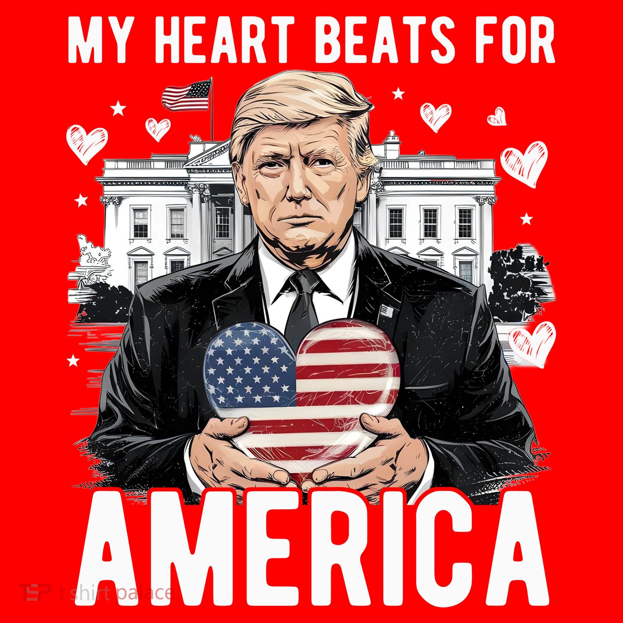My Heart Beats For America Trump Valentines Day T-Shirt