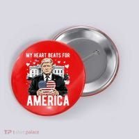 My Heart Beats For America Trump Valentines Day Button thumb 0