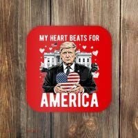 My Heart Beats For America Trump Valentines Day Coaster thumb 0