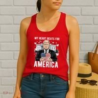 My Heart Beats For America Trump Valentines Day Women's Tank Top thumb 2