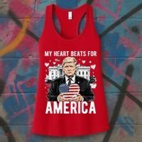 My Heart Beats For America Trump Valentines Day Women's Tank Top thumb 3