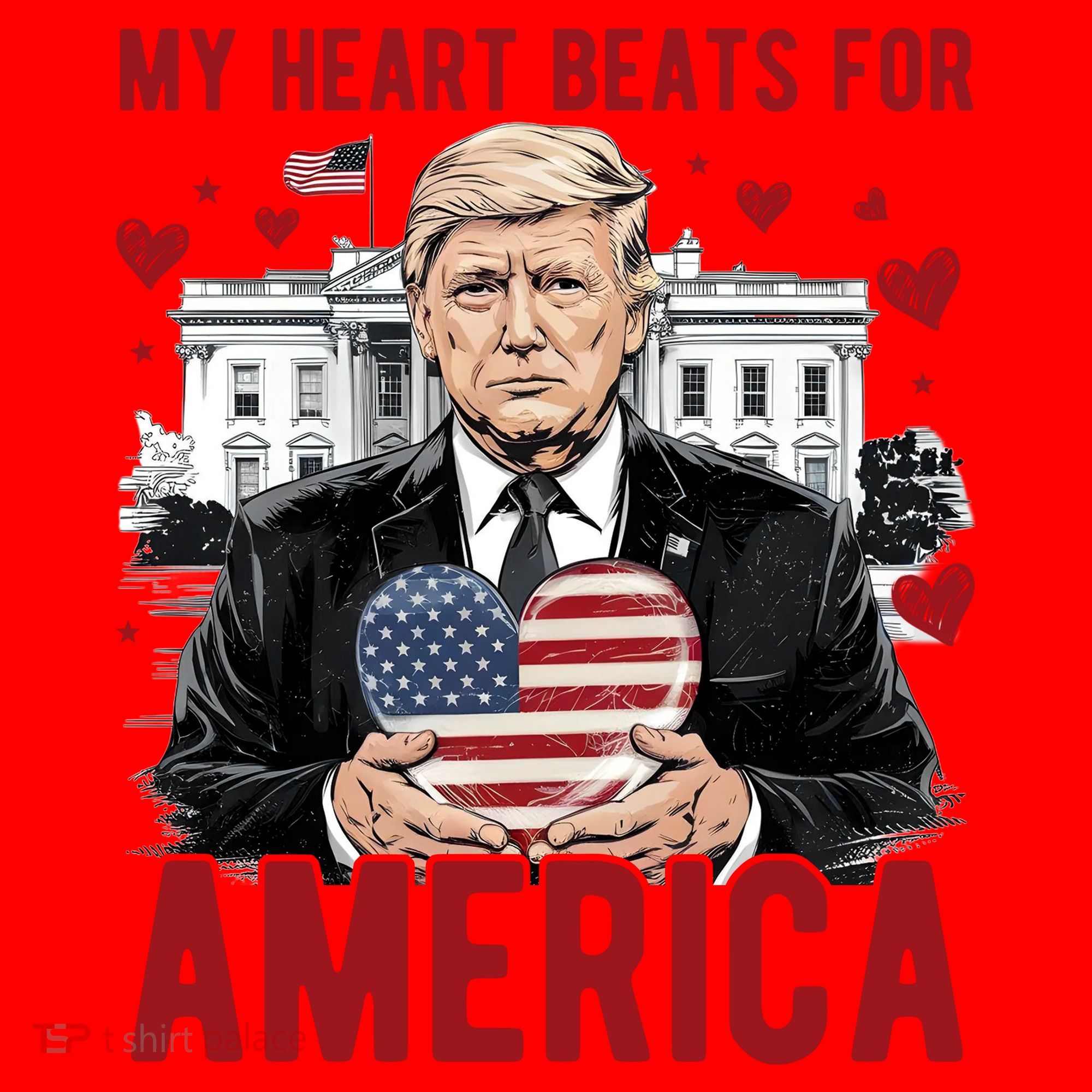 My Heart Beats For America Trump Valentines Day Santa Hat