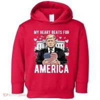 My Heart Beats For America Trump Valentines Day Toddler Hoodie thumb 0