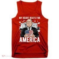 My Heart Beats For America Trump Valentines Day Tank Top thumb 0