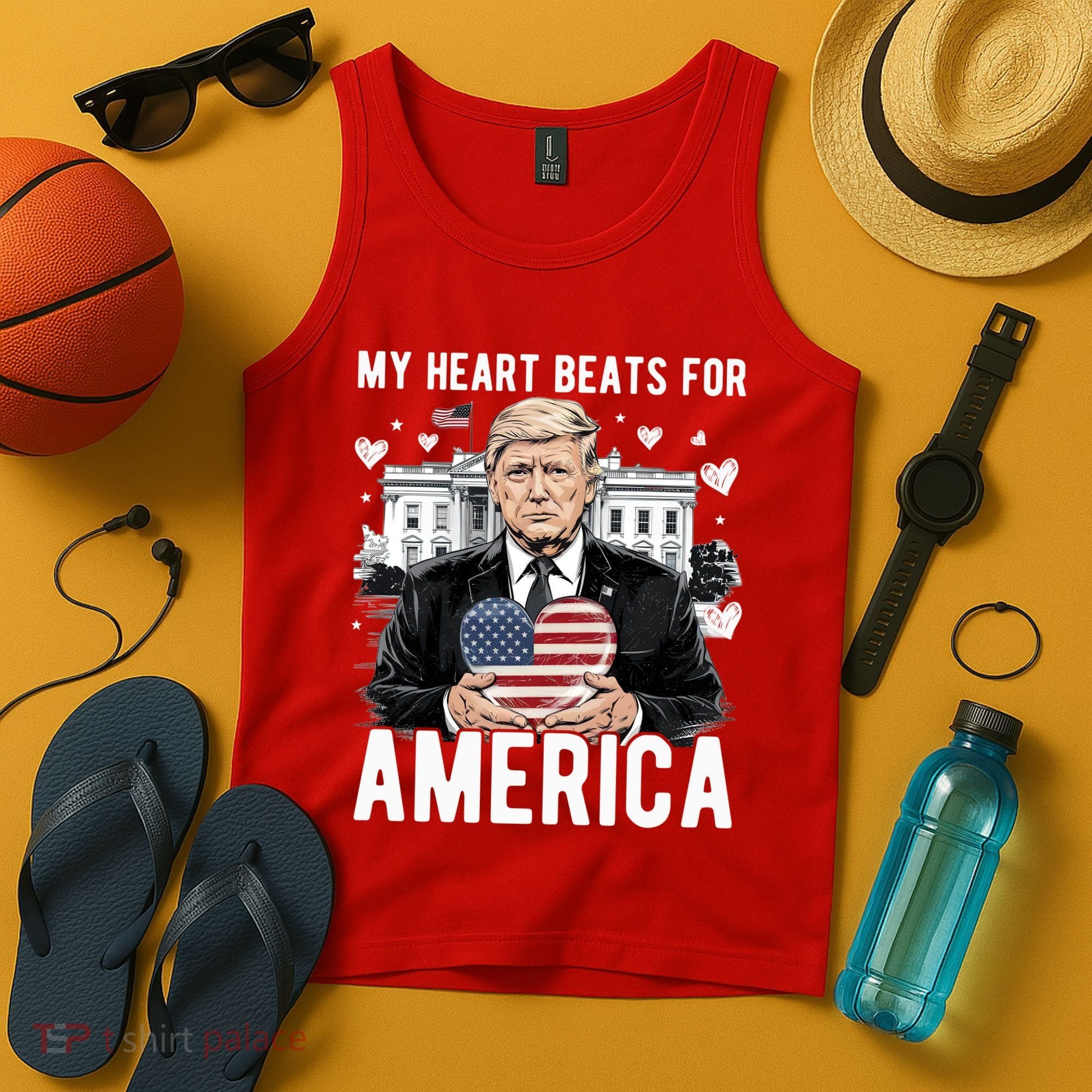 My Heart Beats For America Trump Valentines Day Tank Top