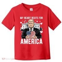 My Heart Beats For America Trump Valentines Day Toddler T-Shirt thumb 0