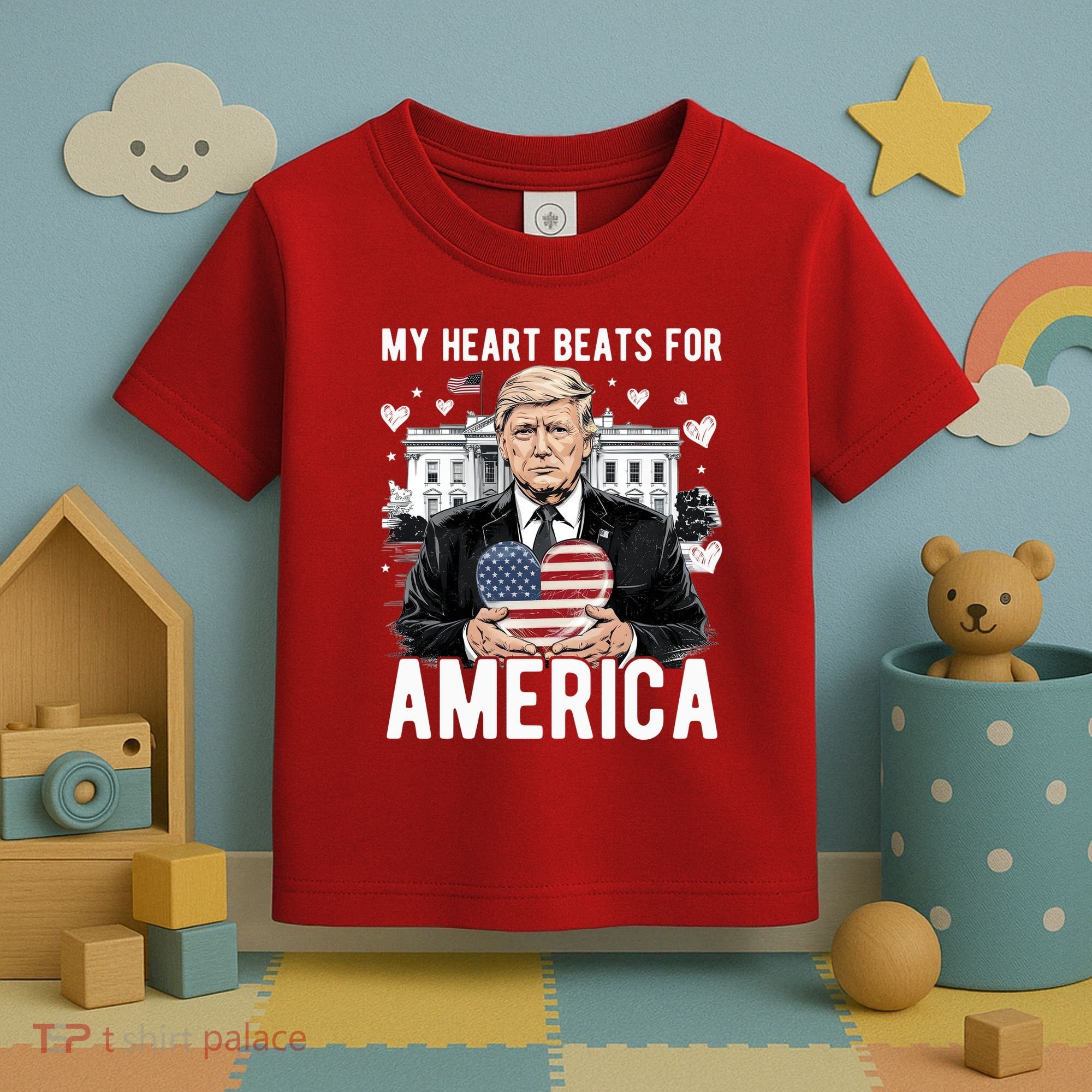 My Heart Beats For America Trump Valentines Day Toddler T-Shirt