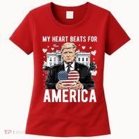 My Heart Beats For America Trump Valentines Day Women's T-Shirt thumb 0