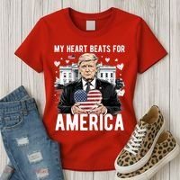 My Heart Beats For America Trump Valentines Day Women's T-Shirt thumb 3