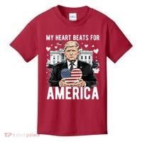 My Heart Beats For America Trump Valentines Day Kids T-Shirt thumb 0