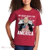 My Heart Beats For America Trump Valentines Day Kids T-Shirt thumb 2