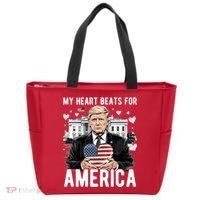 My Heart Beats For America Trump Valentines Day Tote Bag thumb 0