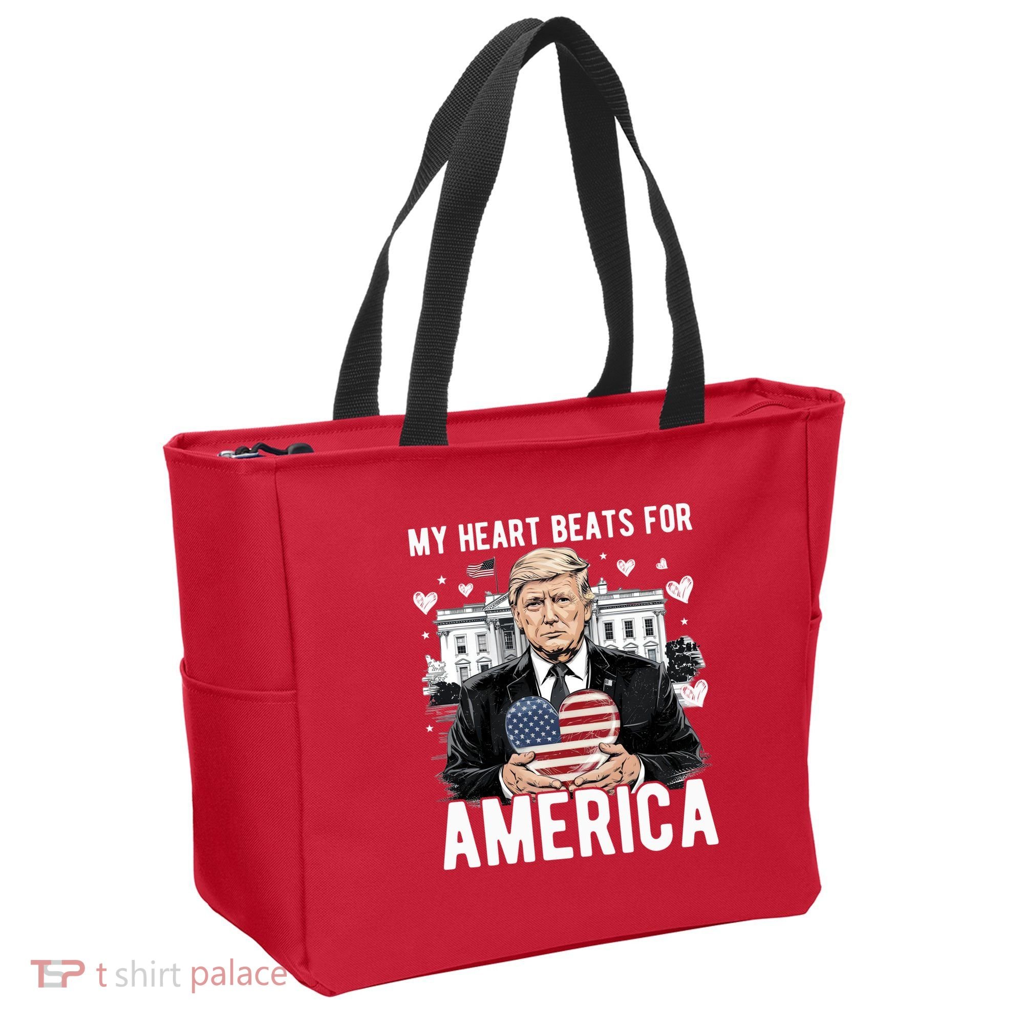 My Heart Beats For America Trump Valentines Day Tote Bag