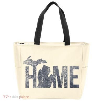 Michigan Home Blue And Distressed Tote Bag