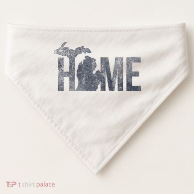 Michigan Home Blue And Distressed USA-Made Doggie Bandana