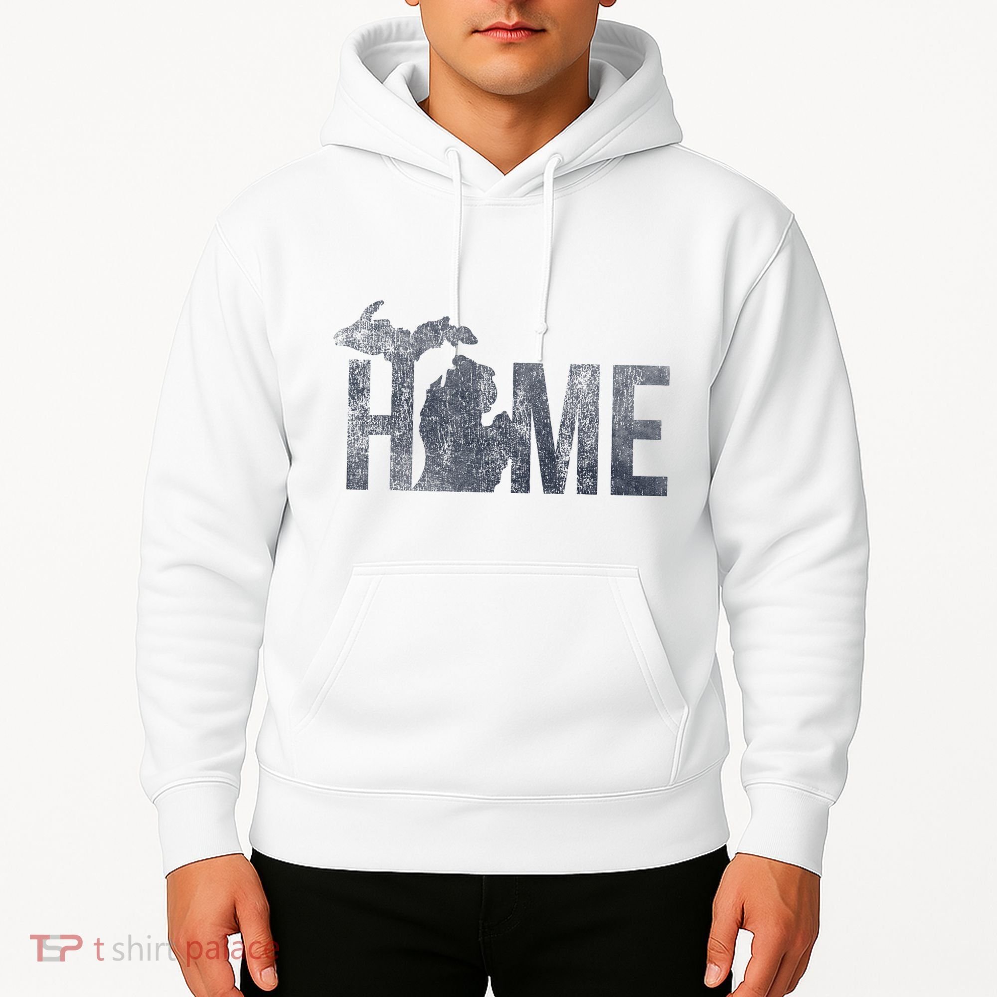 Michigan Home Blue And Distressed Hoodie