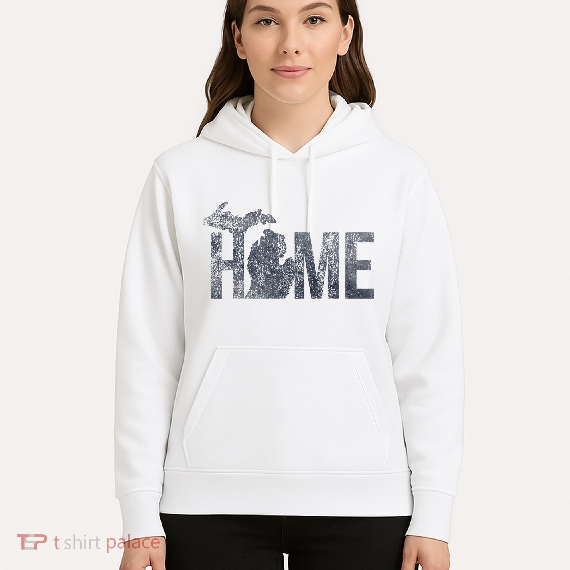Michigan Home Blue And Distressed Hoodie