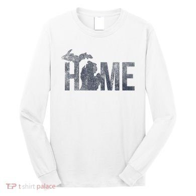 Michigan Home Blue And Distressed Long Sleeve Shirt