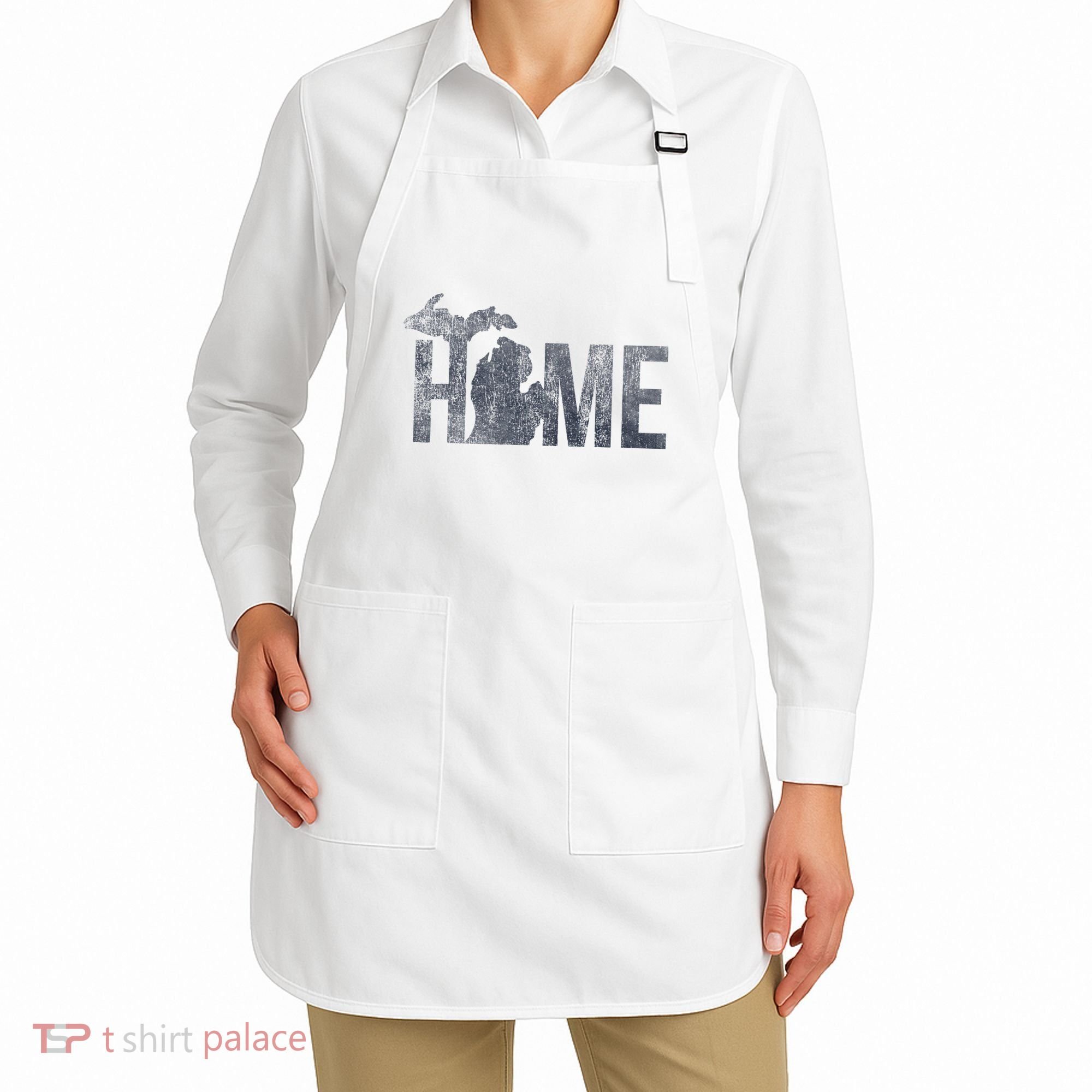 Michigan Home Blue And Distressed Apron