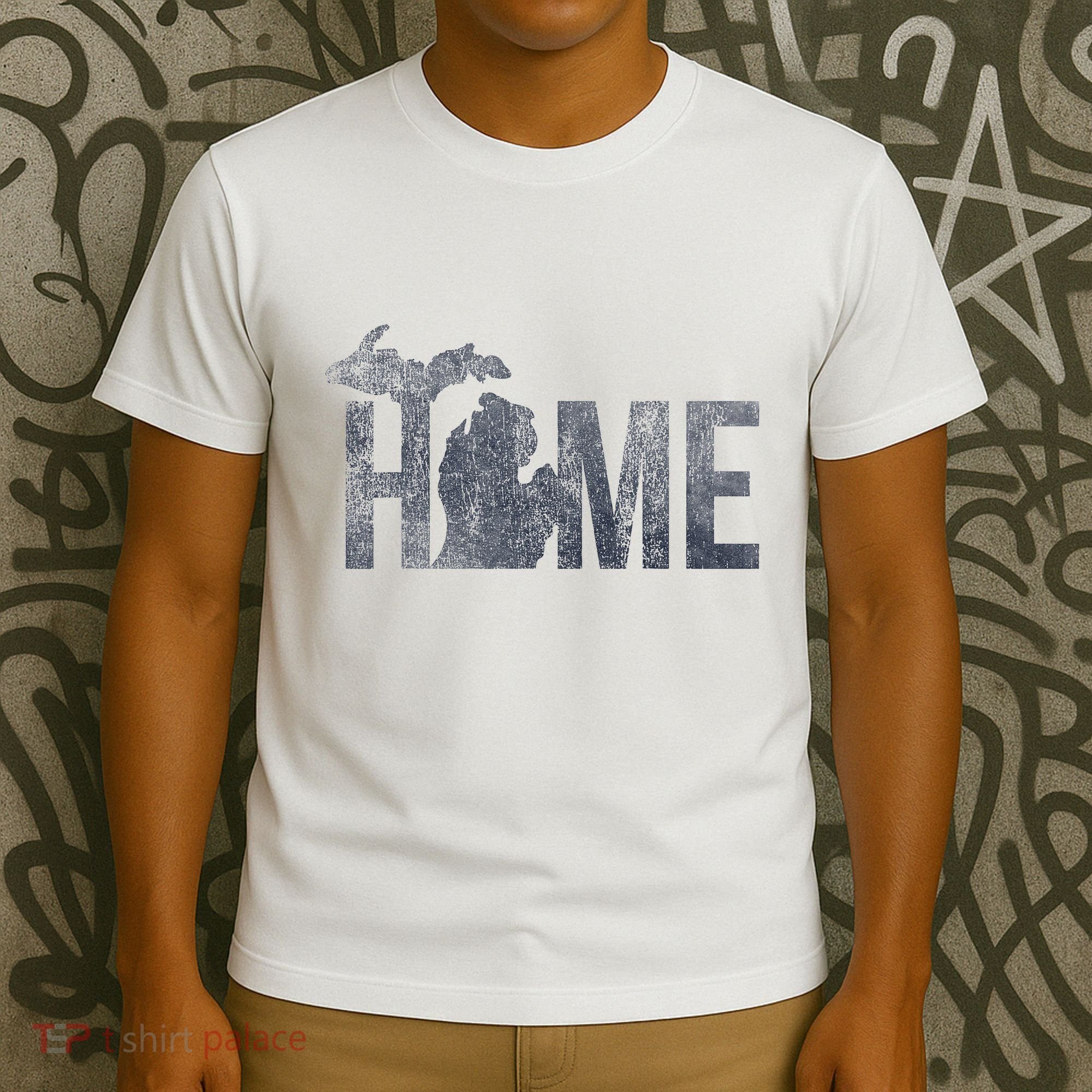 Michigan Home Blue And Distressed T-Shirt