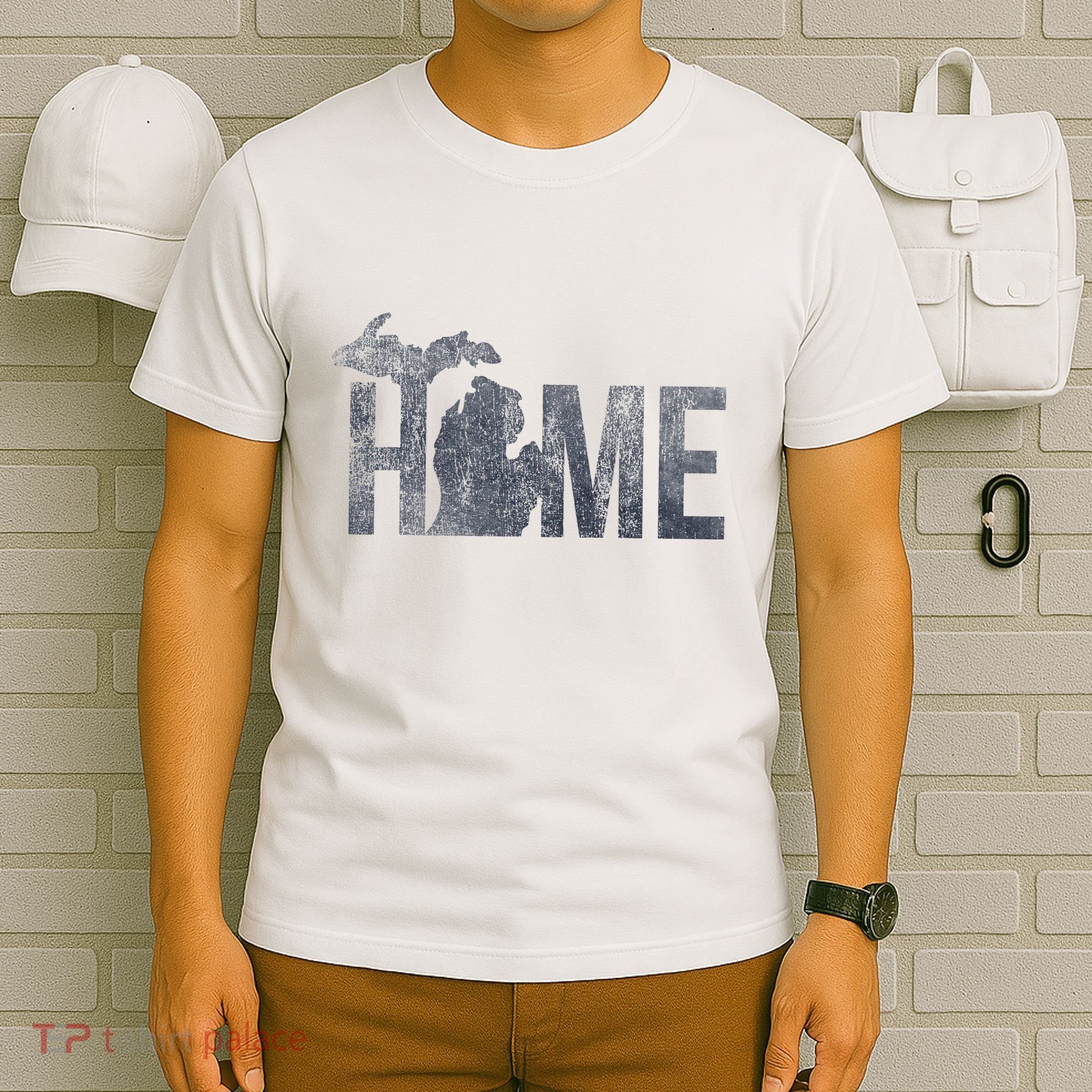 Michigan Home Blue And Distressed T-Shirt