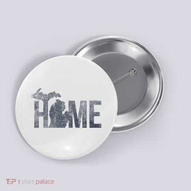 Michigan Home Blue And Distressed Button