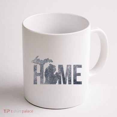 Michigan Home Blue And Distressed Coffee Mug back