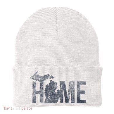 Michigan Home Blue And Distressed Beanie