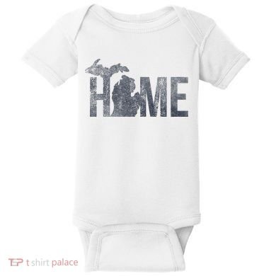 Michigan Home Blue And Distressed Baby Bodysuit