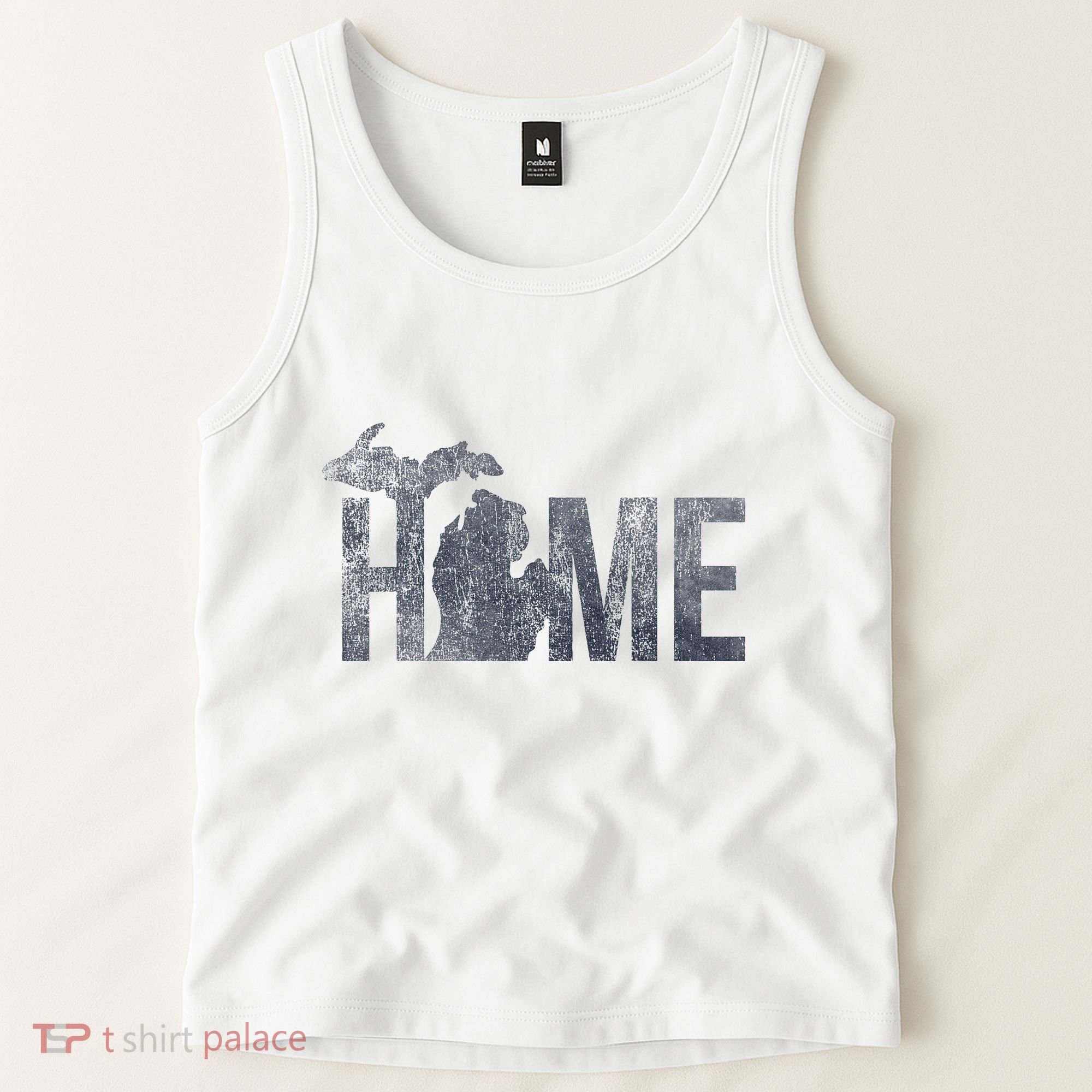 Michigan Home Blue And Distressed Tank Top